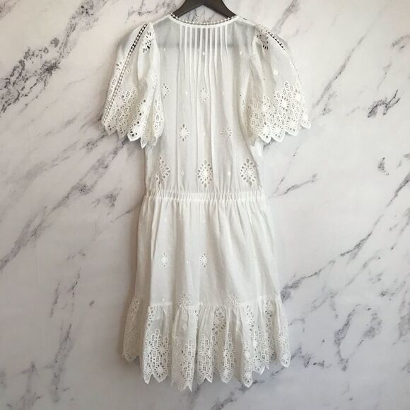 SEA New York Emma pintuck Dress White Eyelet 4 mini short sleeve classic - Picture 6 of 11